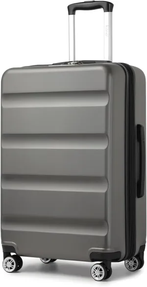 Kono 24 Inch Expandable Spinner Luggage with Wheels Hardshell Medium Checked Suitcase TSA Lock Grey