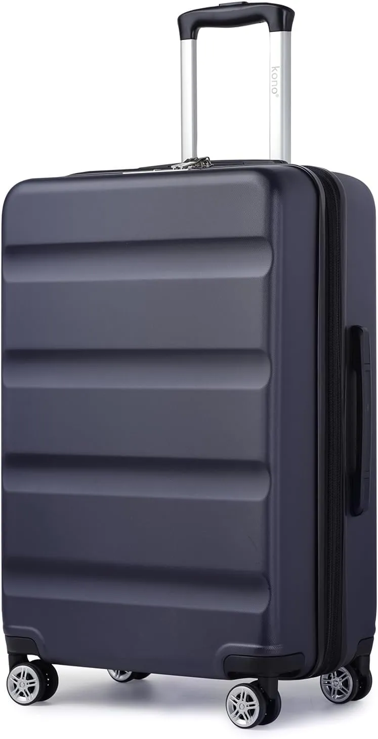 Kono 24 Inch Expandable Spinner Luggage with Wheels Hardshell Medium Checked Suitcase TSA Lock Navy