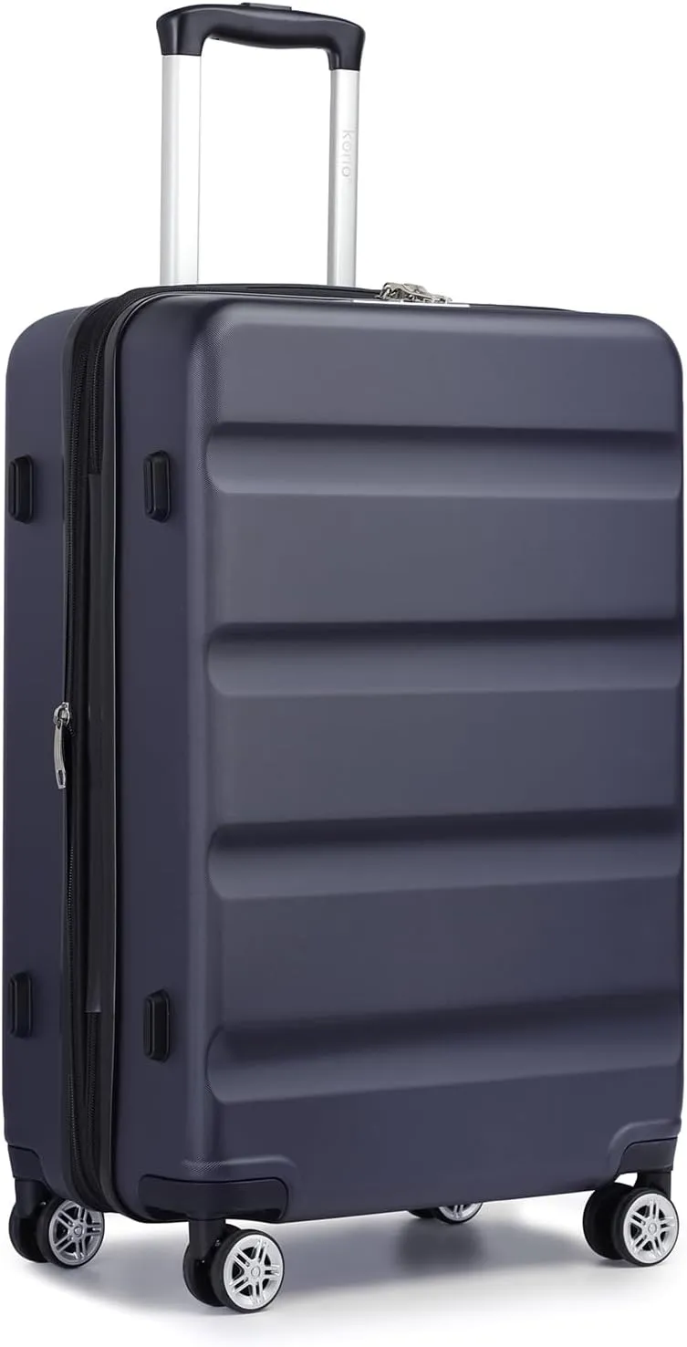 Kono 24 Inch Expandable Spinner Luggage with Wheels Hardshell Medium Checked Suitcase TSA Lock Navy