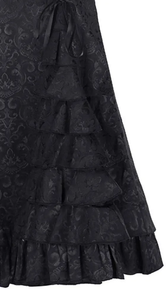 Lace Skirts for Women Maxi Long Side Pencil Skirt Lace Up Tiered Ruffle High Waist Drawstring Retro Valentine's