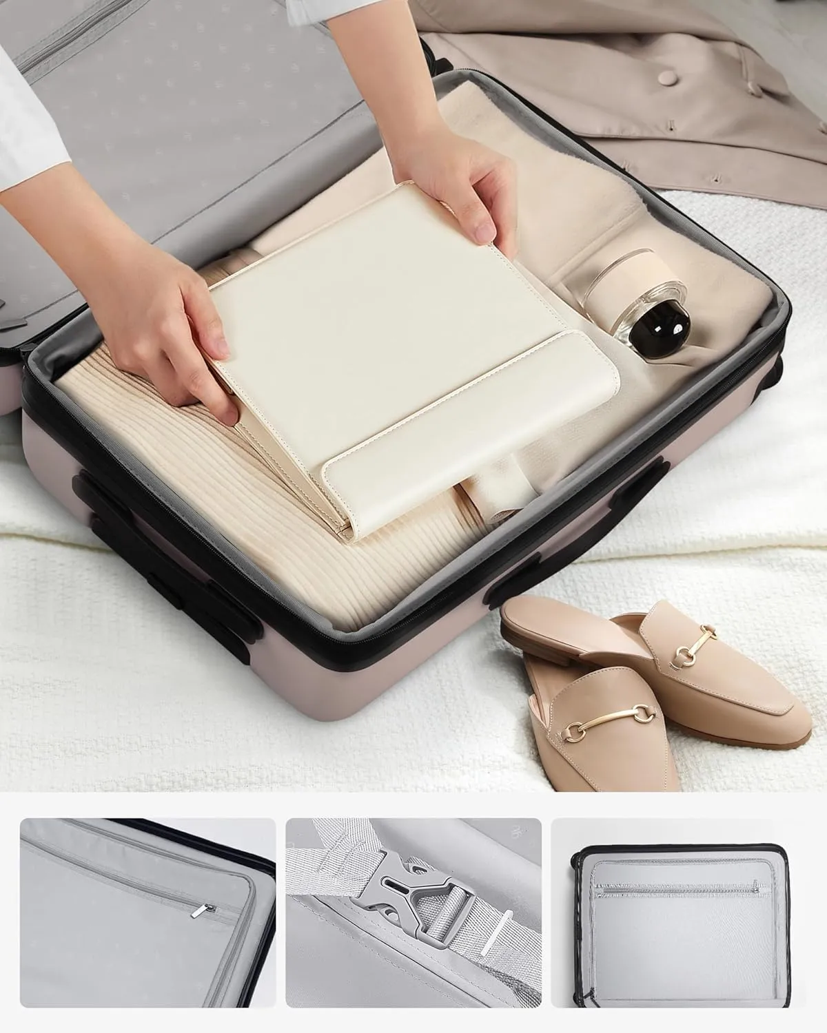 Large Checked Luggage 28 Inch, Checking In Luggage with Smooth Spinner Wheels, Expandable, Hard Shell PC Suitcase, Lightweight Travel Luggage, TSA Approved (Shadow, Rhine Max)