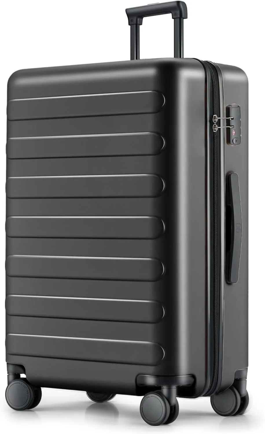 Large Checked Luggage 28 Inch, Checking In Luggage with Smooth Spinner Wheels, Lightweight, Hard Shell PC Suitcase, Lightweight Travel Luggage, TSA Approved (Black, Rhine Basic)