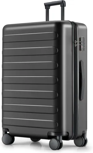 Large Checked Luggage 28 Inch, Checking In Luggage with Smooth Spinner Wheels, Lightweight, Hard Shell PC Suitcase, Lightweight Travel Luggage, TSA Approved (Black, Rhine Basic)