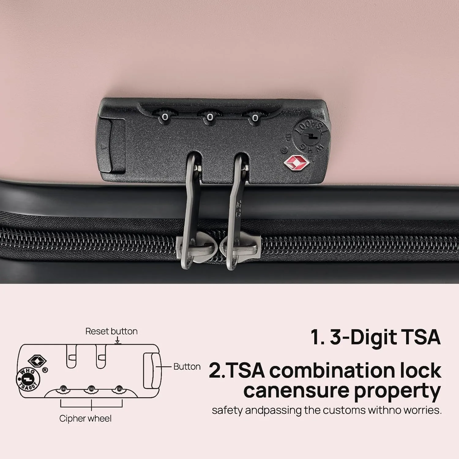 Large Checked Luggage 28 Inch, Checking In Luggage with Smooth Spinner Wheels, Lightweight, Hard Shell PC Suitcase, Lightweight Travel Luggage, TSA Approved (Pink, Rhine Basic)