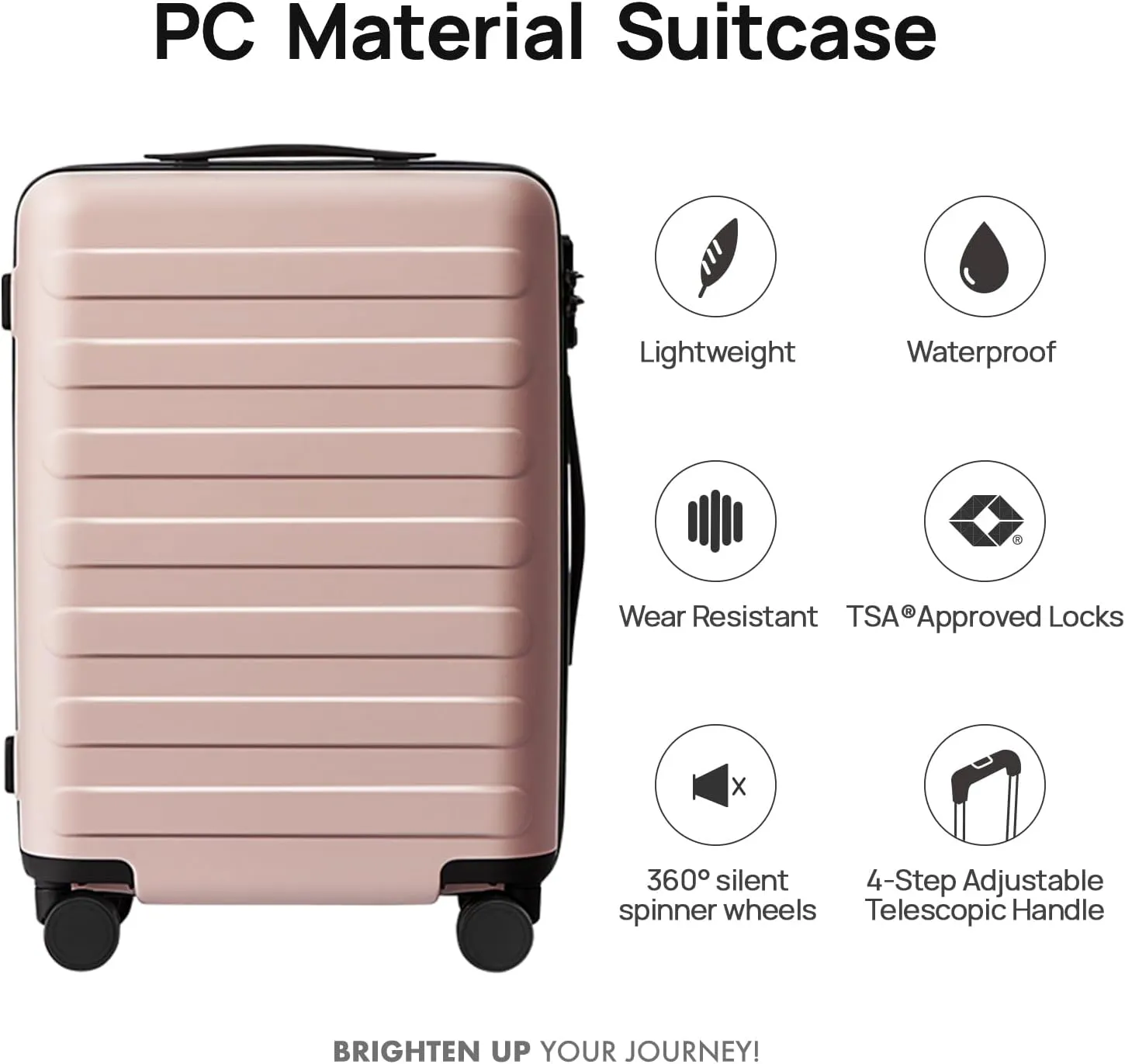 Large Checked Luggage 28 Inch, Checking In Luggage with Smooth Spinner Wheels, Lightweight, Hard Shell PC Suitcase, Lightweight Travel Luggage, TSA Approved (Pink, Rhine Basic)