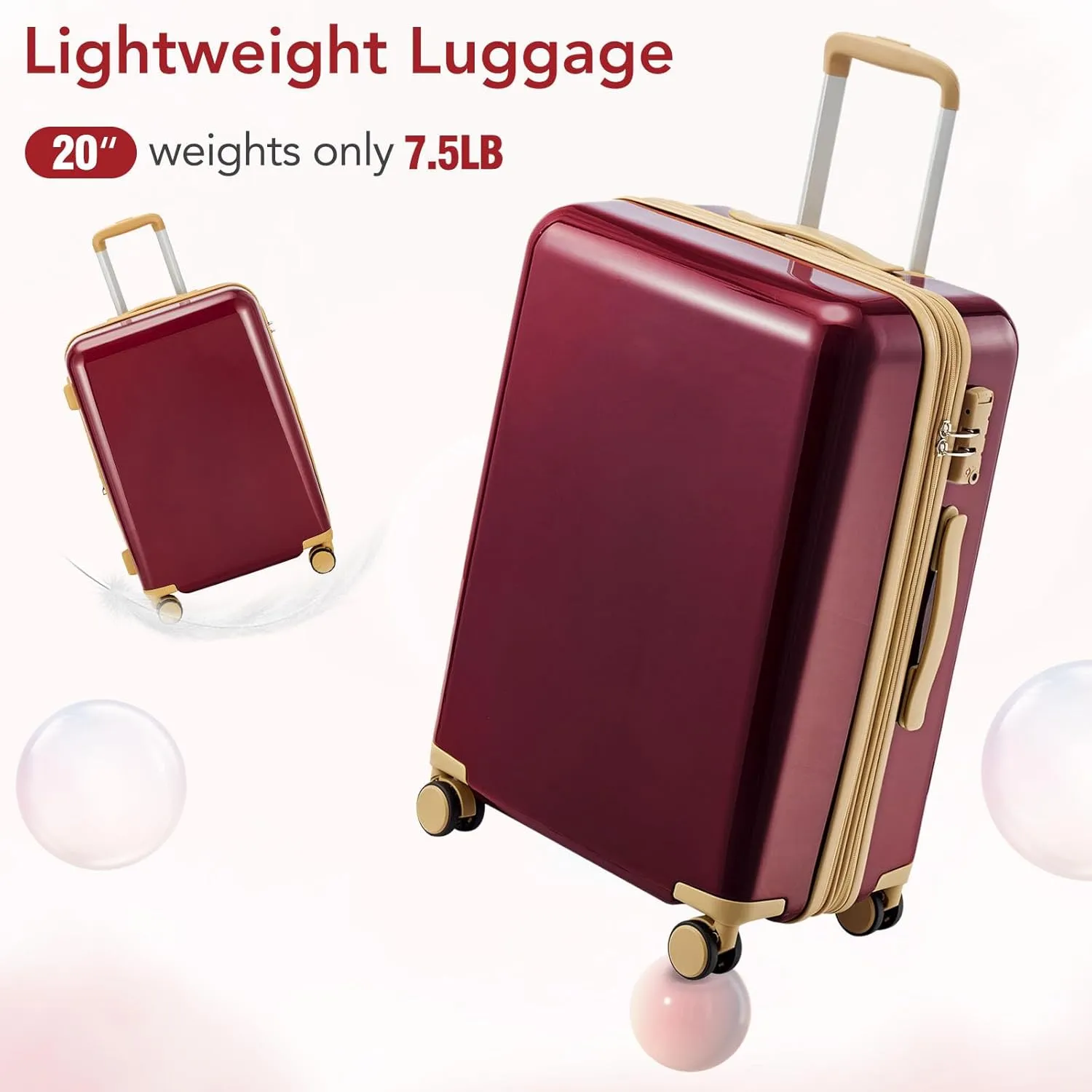 Lightweight, Dark red, Carry-On 20/24/34Inch