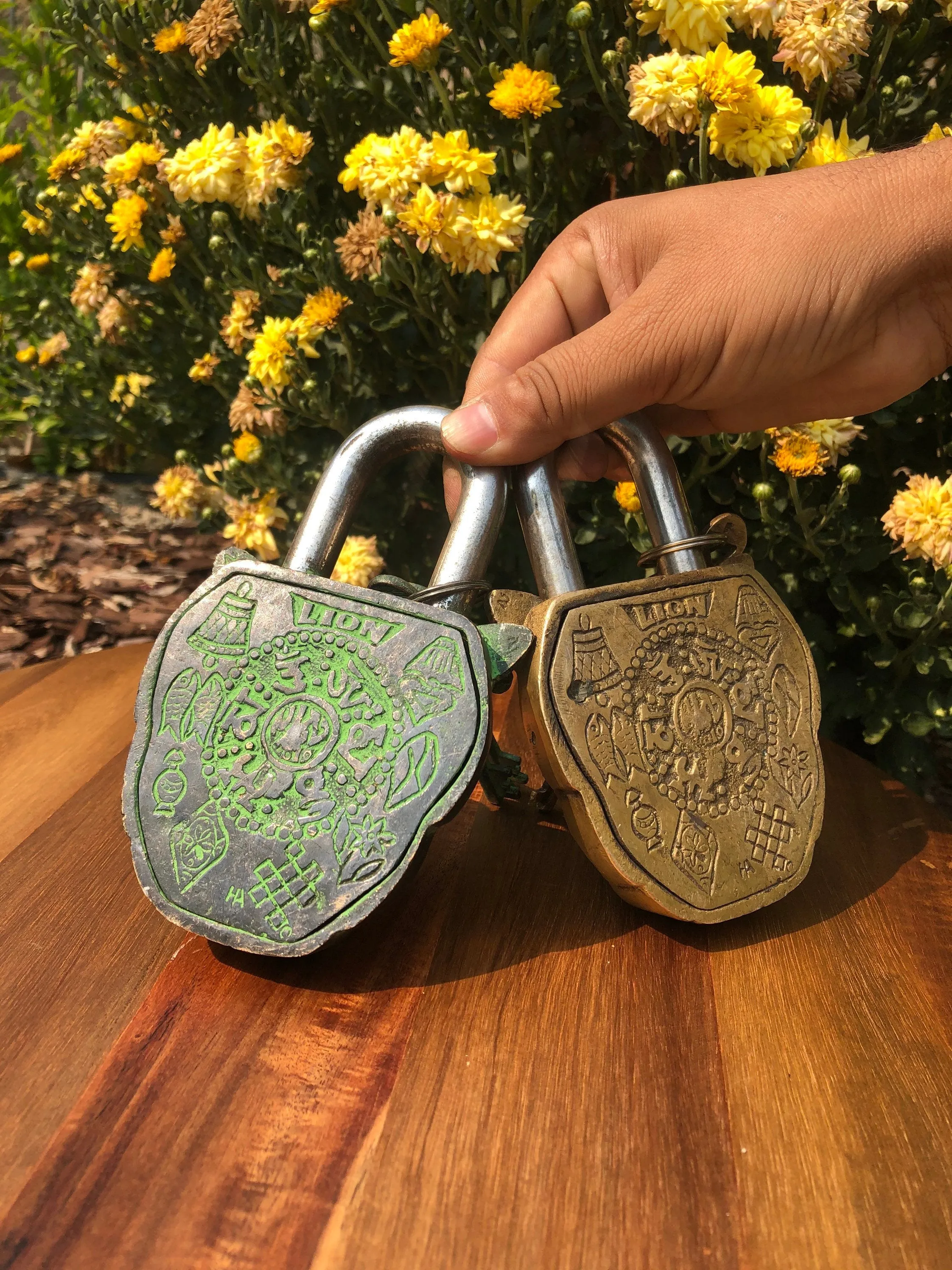 Lion Unique Brass Vintage Padlock Temple Lock