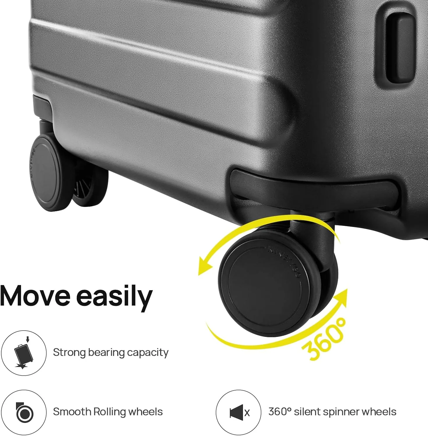 Luggage Sets 2 Piece, Carry On Luggage Airline Approved, Checked Luggage 28 Inch with Spinner Wheels, Lightweight, Hard Shell PC Suitcase Sets, TSA Approved, 20in/28in (Black, Rhine Basic)