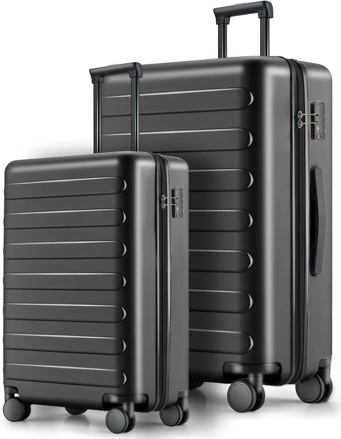 Luggage Sets 2 Piece, Carry On Luggage Airline Approved, Checked Luggage 28 Inch with Spinner Wheels, Lightweight, Hard Shell PC Suitcase Sets, TSA Approved, 20in/28in (Black, Rhine Basic)