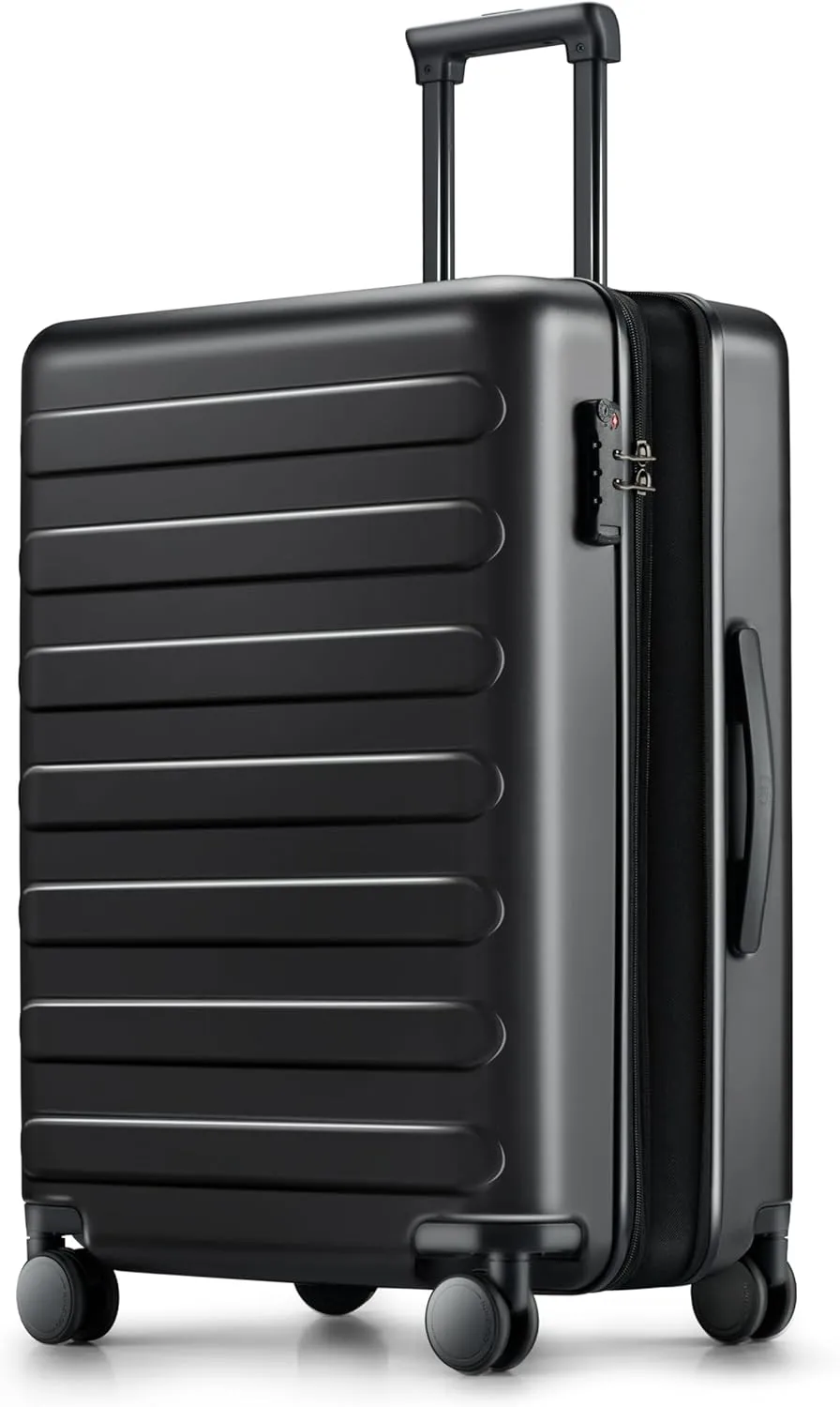 Luggage Sets 3 Piece, Carry On Luggage Airline Approved, Medium Large Checked Luggage with Spinner Wheels, Expandable, Hard Shell PC Suitcase Sets, TSA Lock, 20in/24in/28in (Black, Rhine Max)