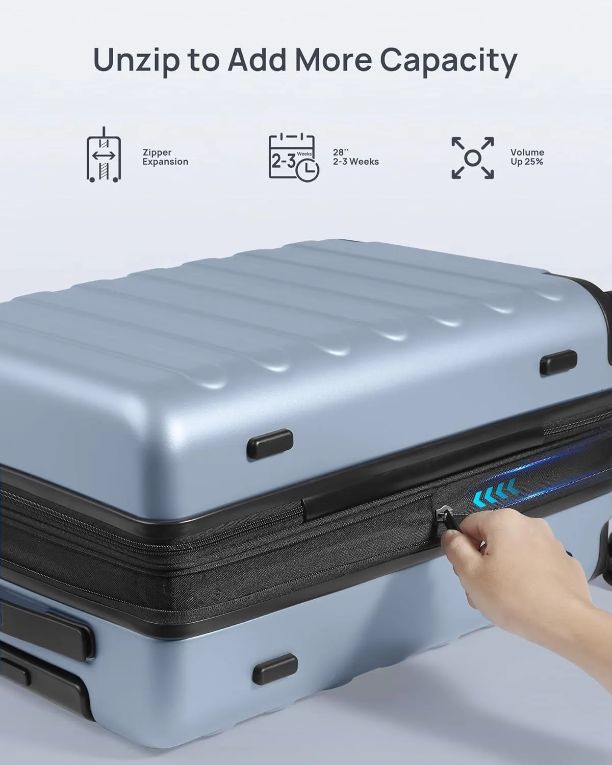 Luggage Sets 3 Piece, Carry On Luggage Airline Approved, Medium Large Checked Luggage with Spinner Wheels, Expandable, Hard Shell PC Suitcase Sets, TSA Lock, 20in/24in/28in(Shadow, Rhine Max)