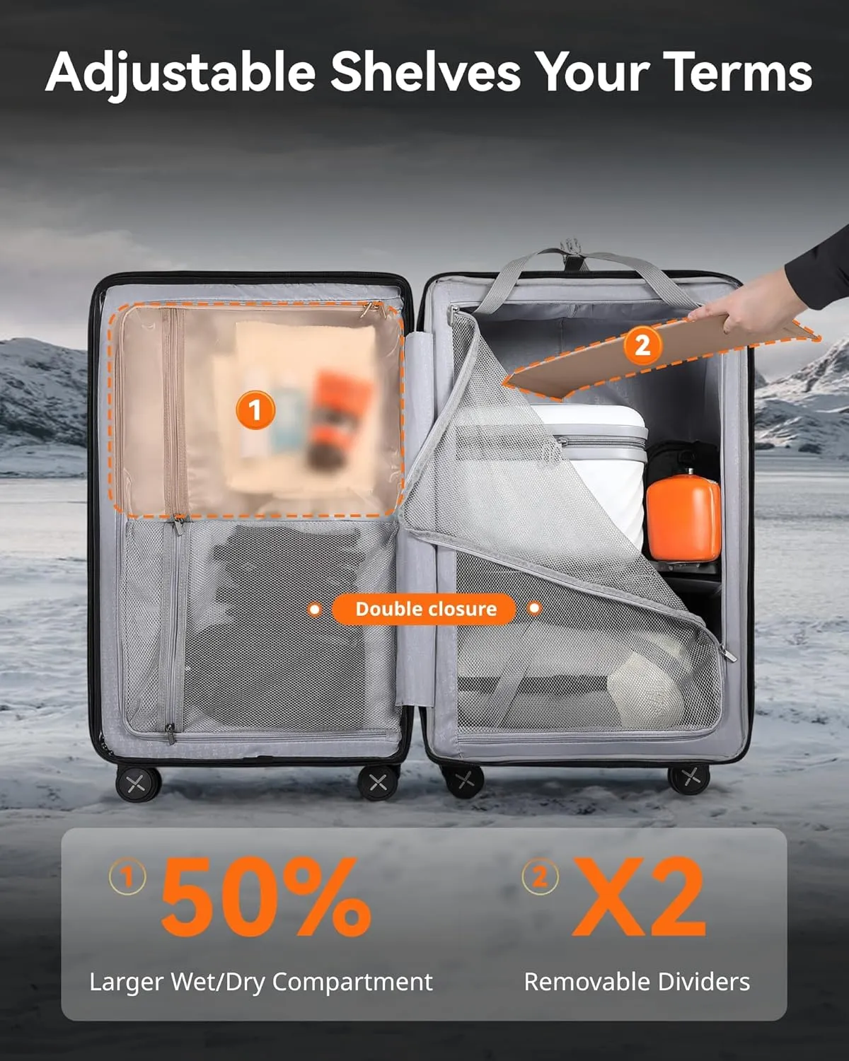 LUGGEX 28 Inch Trunk Luggage with Spinner Wheels, Deep Capacity and Expandable Design, Suitcase with Shock Absorbing Wheels, Adventure Ready Travel Companion, Charcoal Metallic, 92.2L