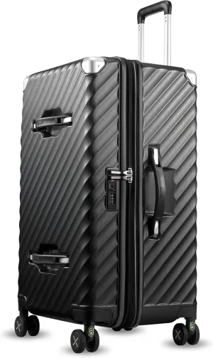 LUGGEX 28 Inch Trunk Luggage with Spinner Wheels, Deep Capacity and Expandable Design, Suitcase with Shock Absorbing Wheels, Adventure Ready Travel Companion, Charcoal Metallic, 92.2L