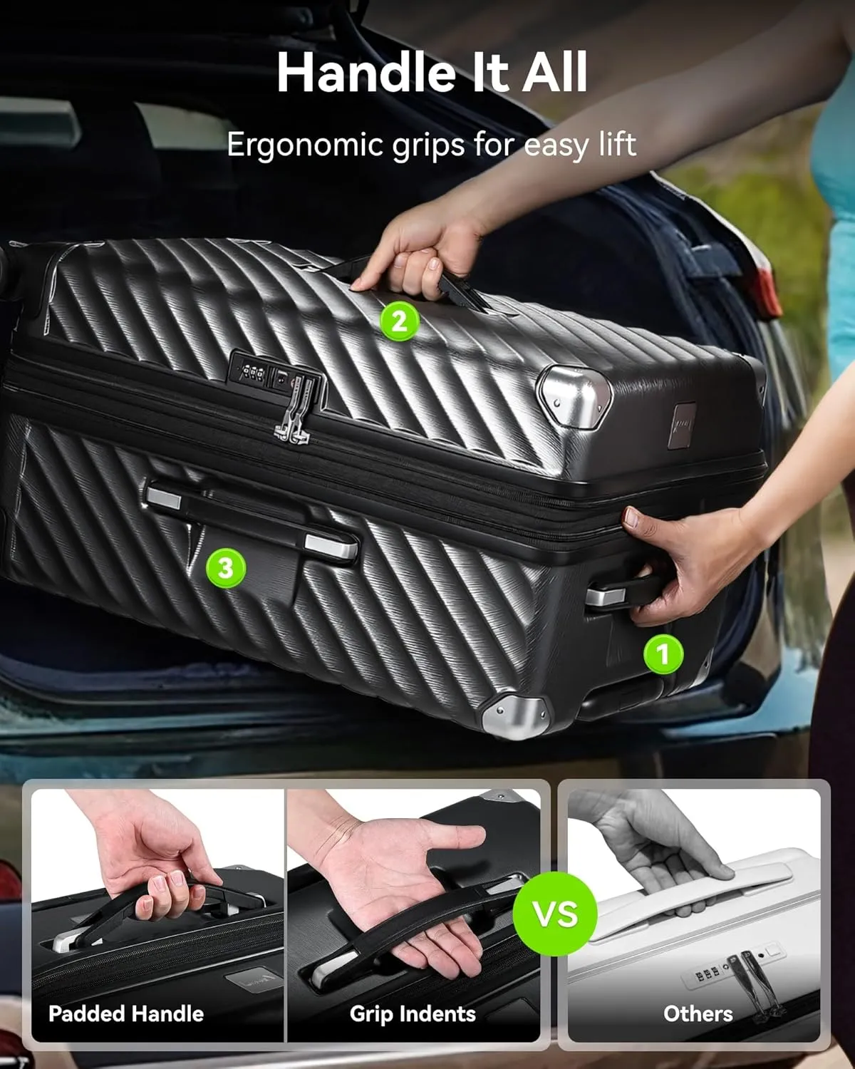 LUGGEX Trunk Luggage with Spinner Wheels - Expandable Polycarbonate Hard Shell Suitcases, Charcoal Metallic, Trunk-Medium 26-Inch, Expandable Hardshell Luggage With Spinner Wheels