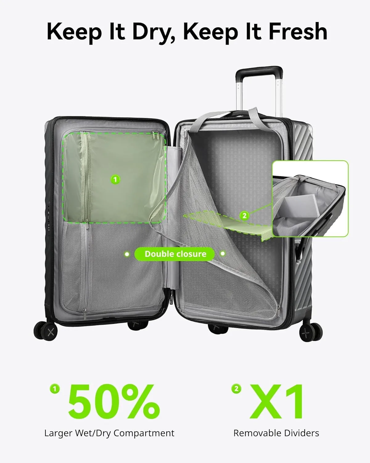 LUGGEX Trunk Luggage with Spinner Wheels - Expandable Polycarbonate Hard Shell Suitcases, Charcoal Metallic, Trunk-Medium 26-Inch, Expandable Hardshell Luggage With Spinner Wheels