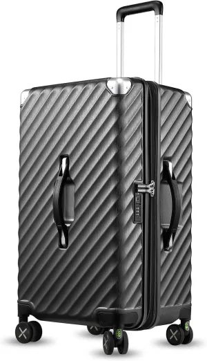 LUGGEX Trunk Luggage with Spinner Wheels - Expandable Polycarbonate Hard Shell Suitcases, Charcoal Metallic, Trunk-Medium 26-Inch, Expandable Hardshell Luggage With Spinner Wheels
