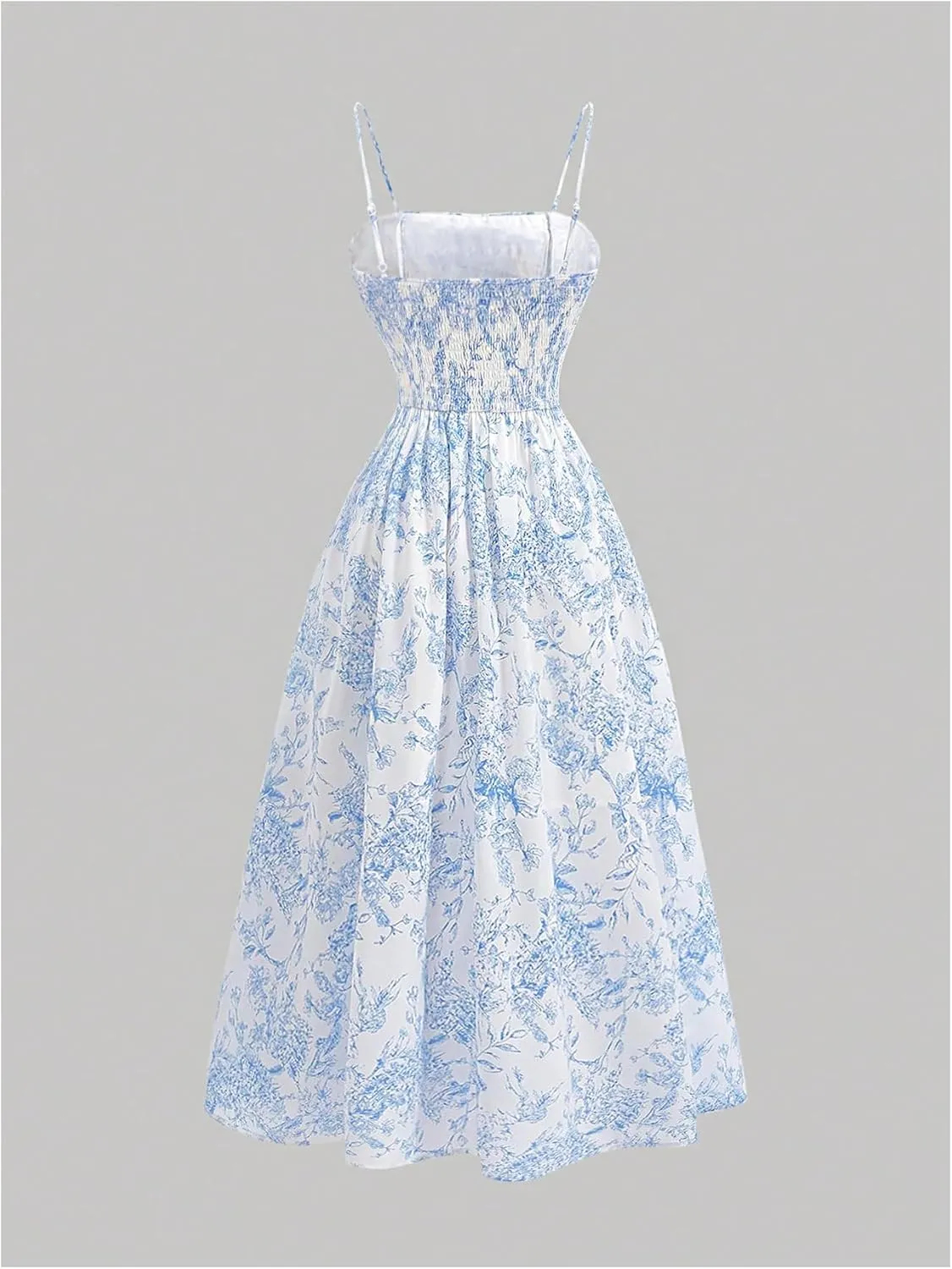 MakeMeChic Girl's Summer Floral Print Sleeveless Cami Dress Ruched High Waist Ruffle Hem Shirred Maxi Dresses