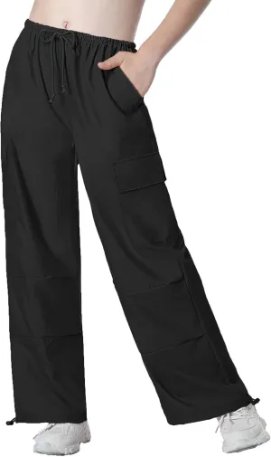 Mebius Girls Parachute Pants Baggy Cargo Hiking Joggers Hip Hop Dance with Pockets Trousers for Kids 8-14Y
