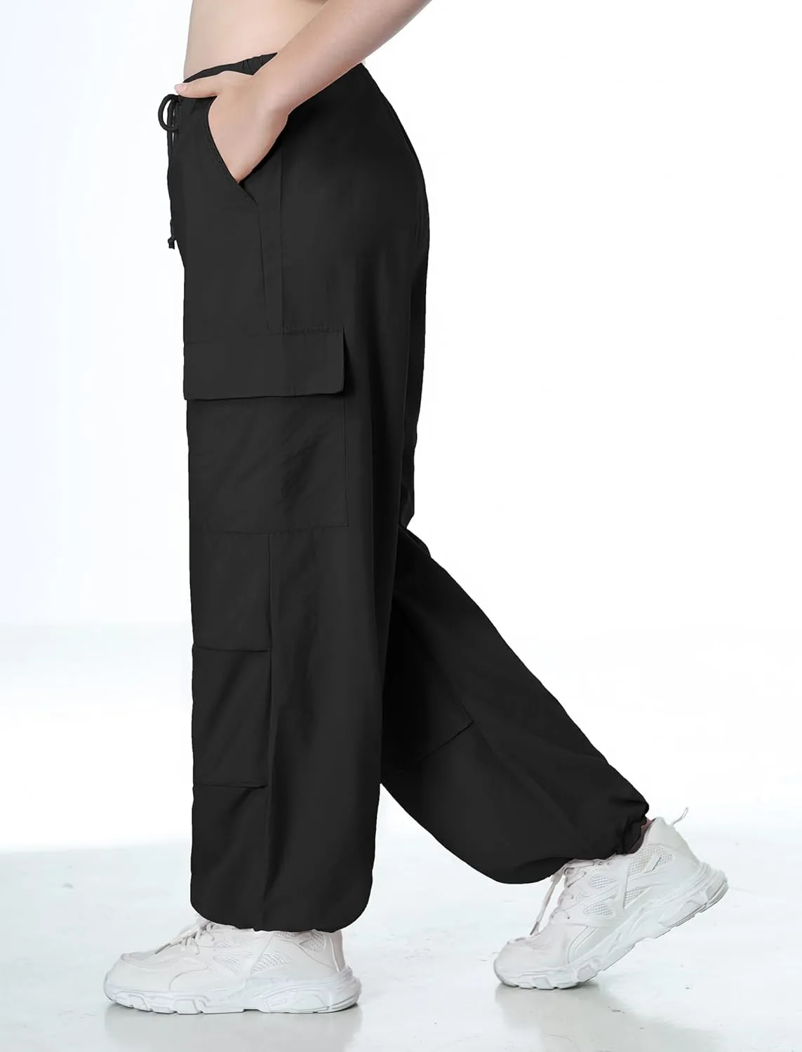 Mebius Girls Parachute Pants Baggy Cargo Hiking Joggers Hip Hop Dance with Pockets Trousers for Kids 8-14Y