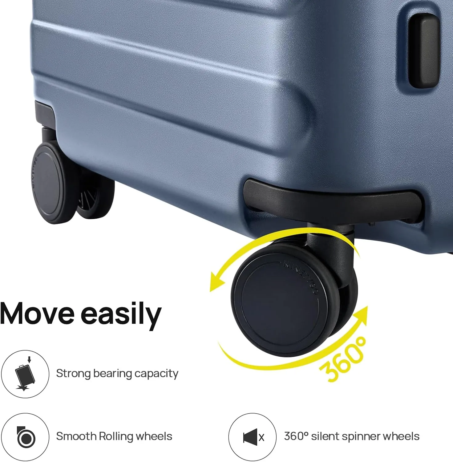 Medium Checked Luggage 24 Inch, Checking In Luggage with Smooth Spinner Wheels, Lightweight, Hard Shell PC Suitcase, Lightweight Travel Luggage, TSA Approved (Grey, Rhine Basic)