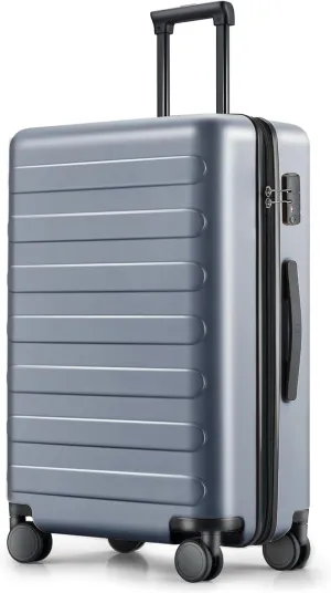 Medium Checked Luggage 24 Inch, Checking In Luggage with Smooth Spinner Wheels, Lightweight, Hard Shell PC Suitcase, Lightweight Travel Luggage, TSA Approved (Grey, Rhine Basic)
