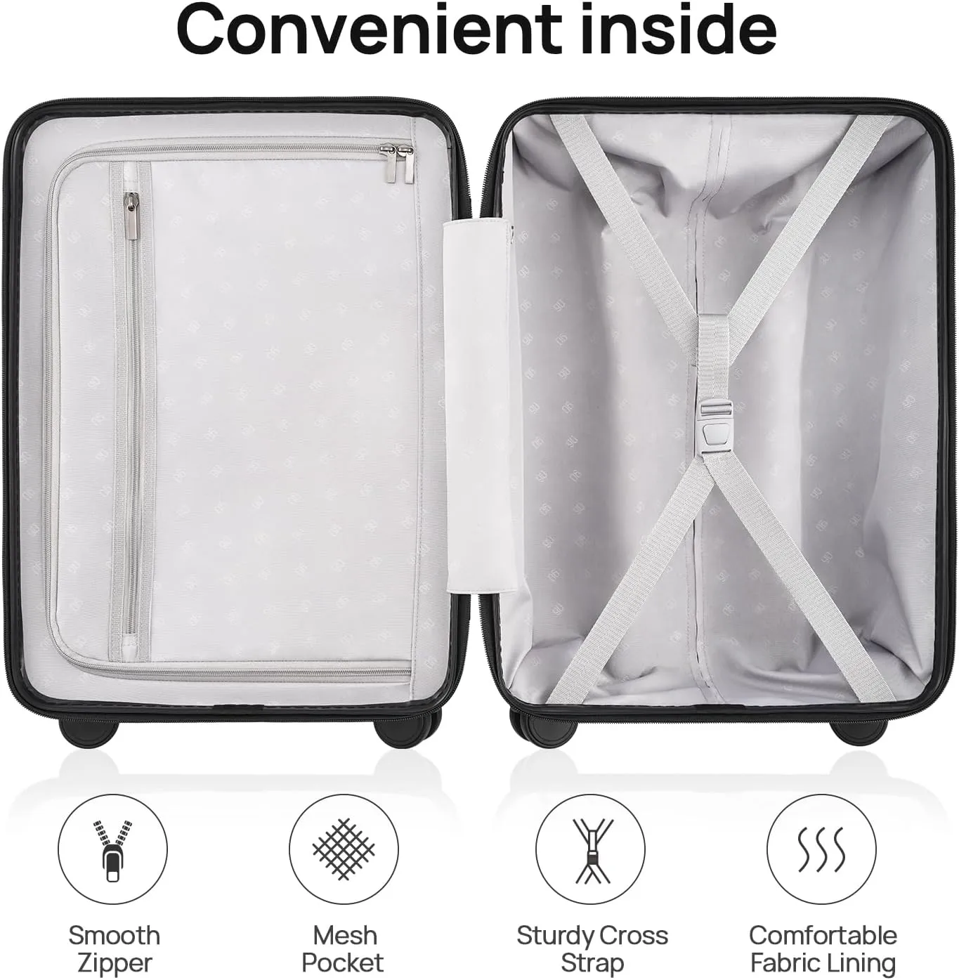 Medium Checked Luggage 24 Inch, Checking In Luggage with Smooth Spinner Wheels, Lightweight, Hard Shell PC Suitcase, Lightweight Travel Luggage, TSA Approved (Grey, Rhine Basic)