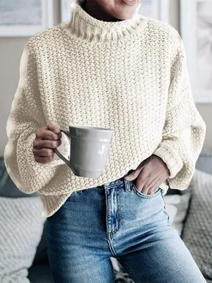 Melliflo Women's Turtleneck Batwing Sleeve Oversized Sweater 2024 Chunky Knitted Pullover Sweater Jumper Tops