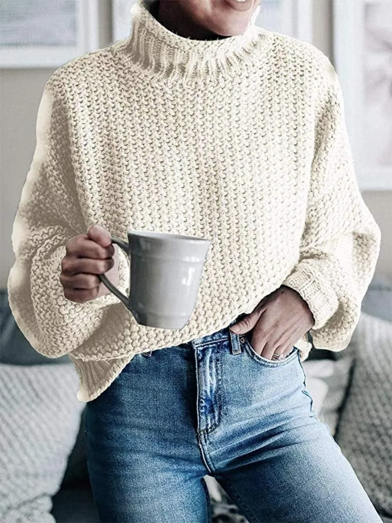 Melliflo Women's Turtleneck Batwing Sleeve Oversized Sweater 2024 Chunky Knitted Pullover Sweater Jumper Tops