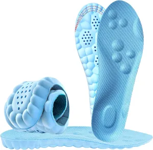 Memory Foam Arch Support Insoles for Women & Men - Breathable Shock Absorption 4D Cloud Soles Replacement Insoles for Sneakers, Trainers, Sports Shoes & Work Boots (Sky Blue, 11-11.5 US Men)