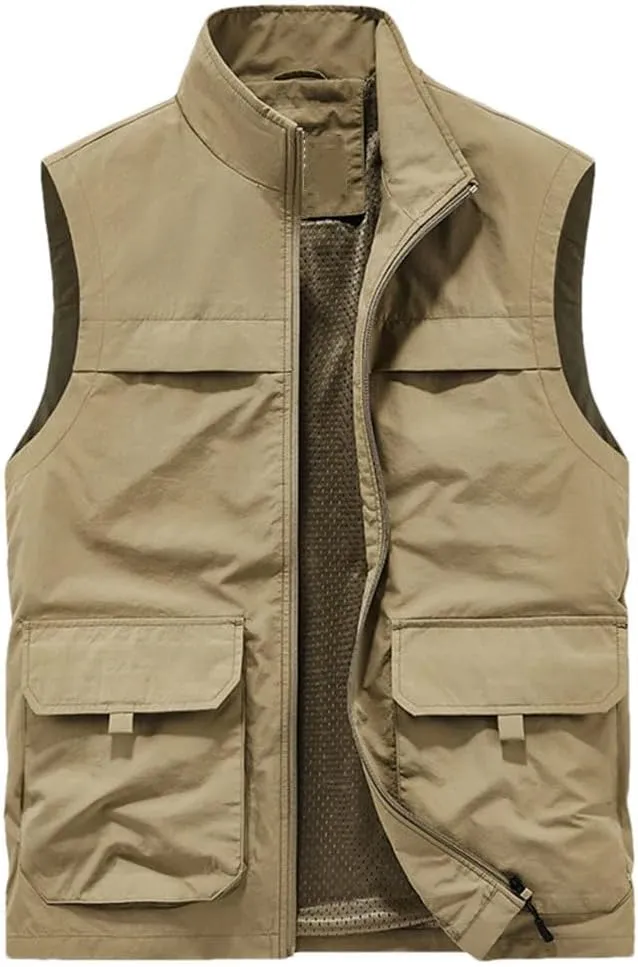 Men Breathable Outdoor Sleeveless Jacket Summer Casual Tactical Vest Multi Pocket Fishing Waistcoat