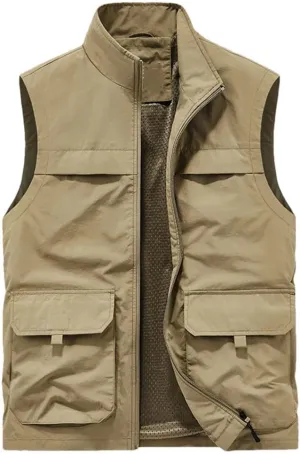 Men Breathable Outdoor Sleeveless Jacket Summer Casual Tactical Vest Multi Pocket Fishing Waistcoat