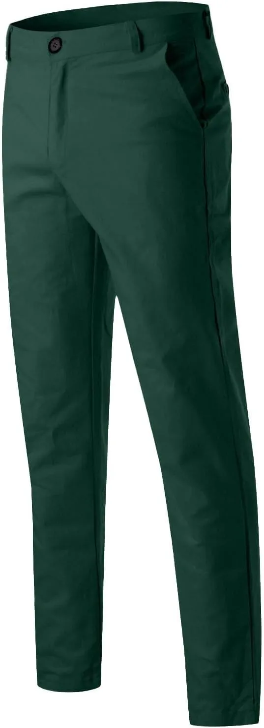 Men Dress Pants Stretch Flat Front Formal Pants Comfy Chino Pants Casual Golf Pants Straight Fit Skinny Jeans Trousers