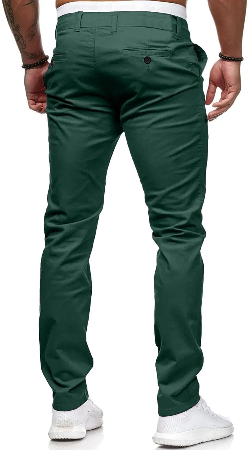 Men Dress Pants Stretch Flat Front Formal Pants Comfy Chino Pants Casual Golf Pants Straight Fit Skinny Jeans Trousers