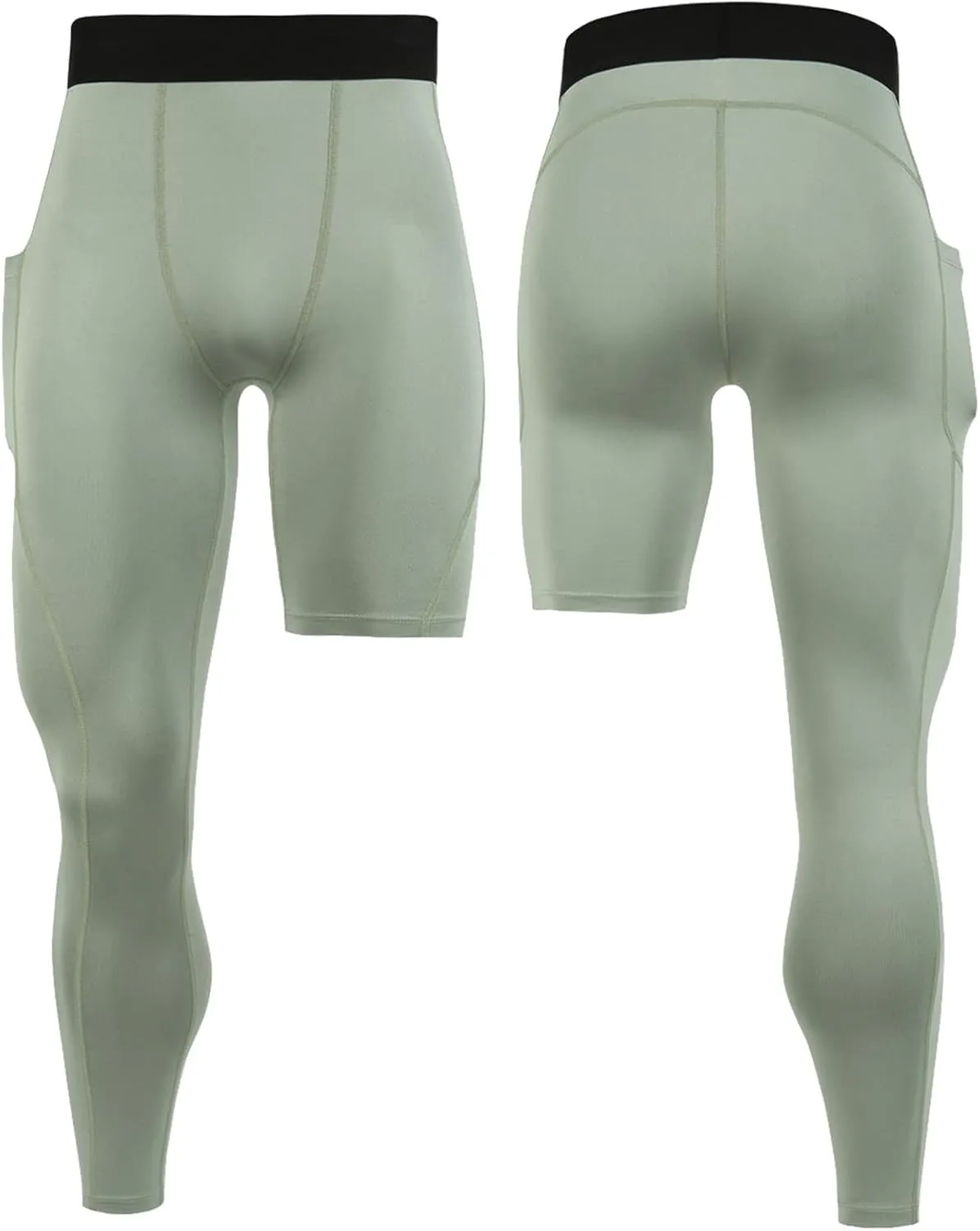 Men Joggers Pants High Waisted One Leg Stretchy Slim Fitness Running Workout Seamless Leggings Sport Compression Pants