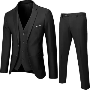 Men's 3 Piece Suit Sets Slim Fit Single Breasted Blazer Vest and Pants Sets Dress Suit Plus Size Party Wedding Outfit