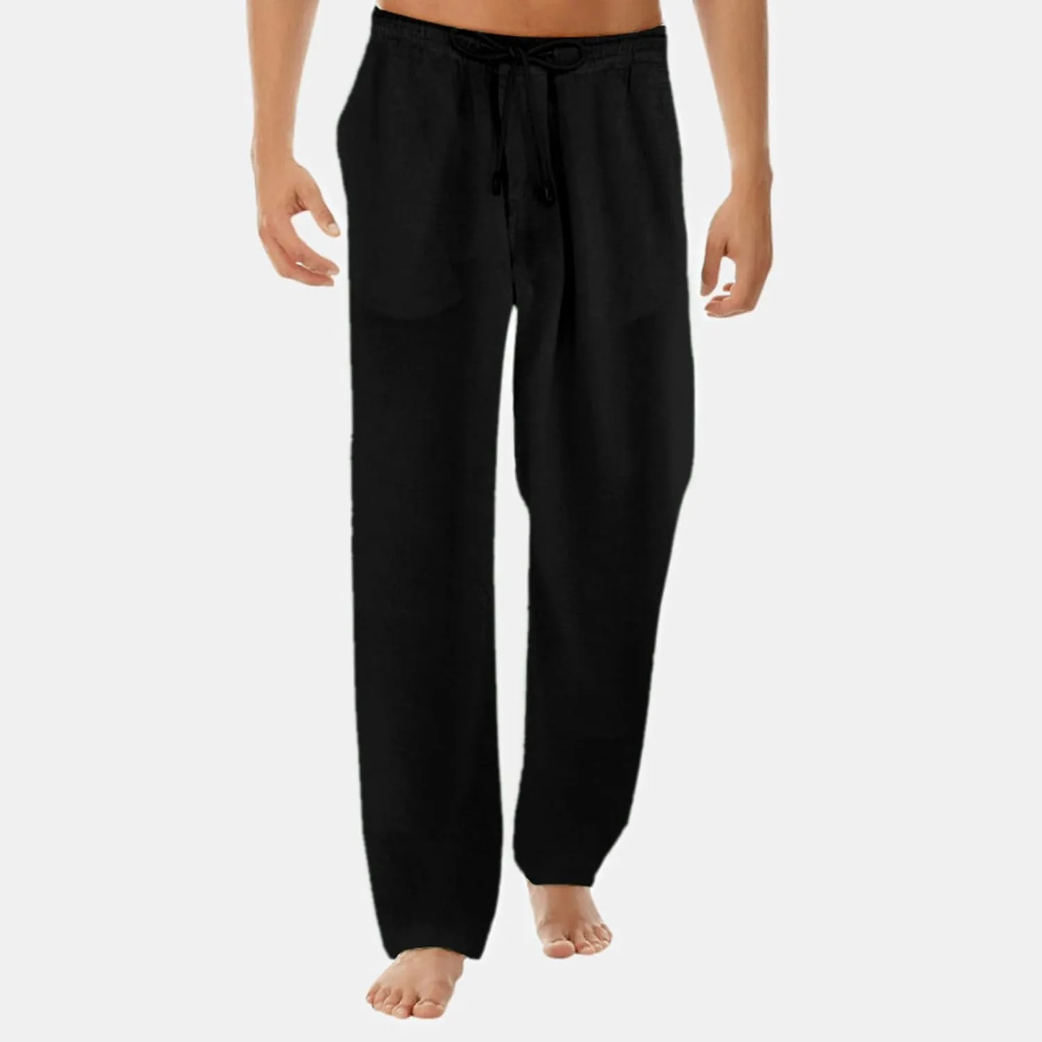 Mens Casual Baggy Cotton Linen Pocket Lounge Harem Pants Beach Long Shorts