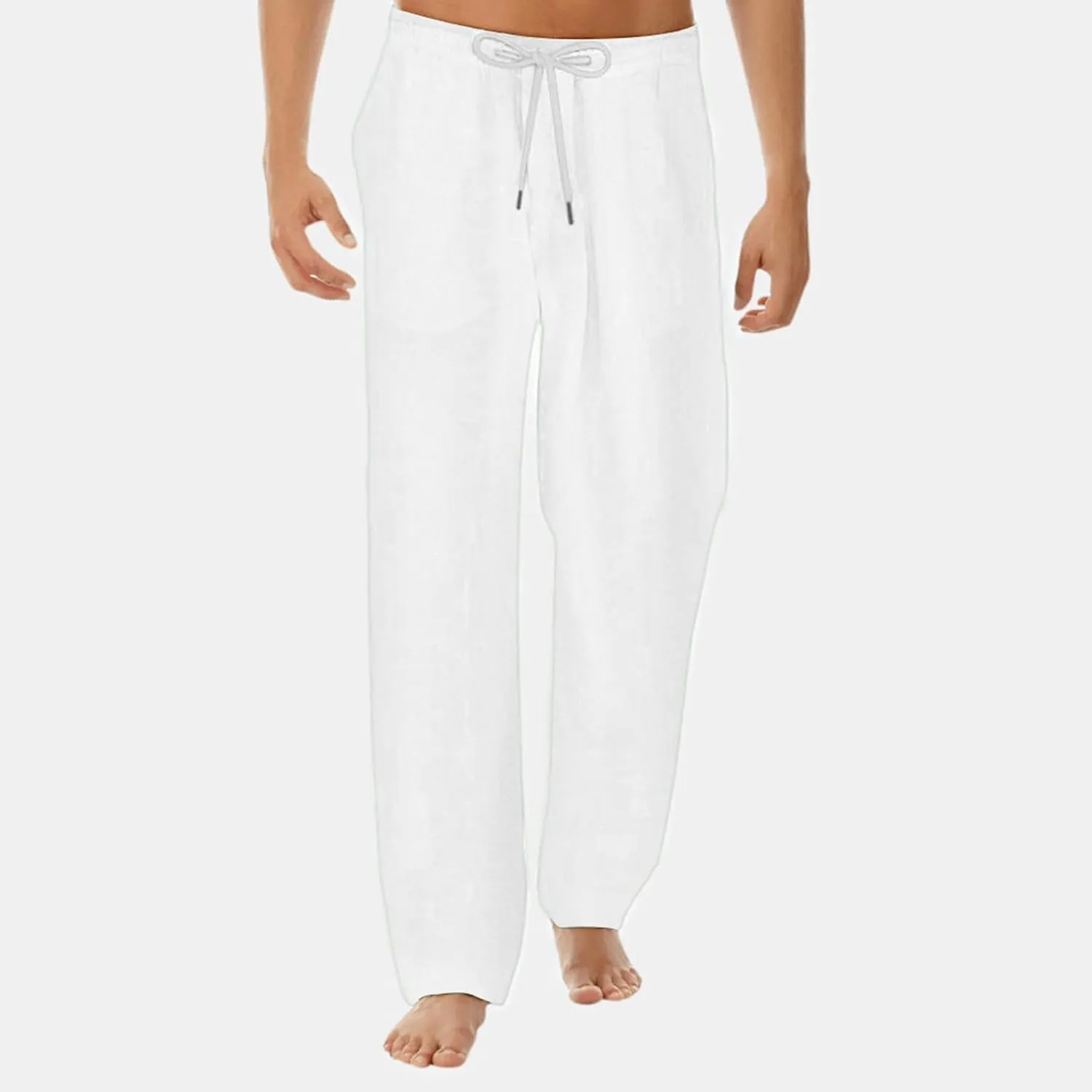 Mens Casual Baggy Cotton Linen Pocket Lounge Harem Pants Beach Long Shorts