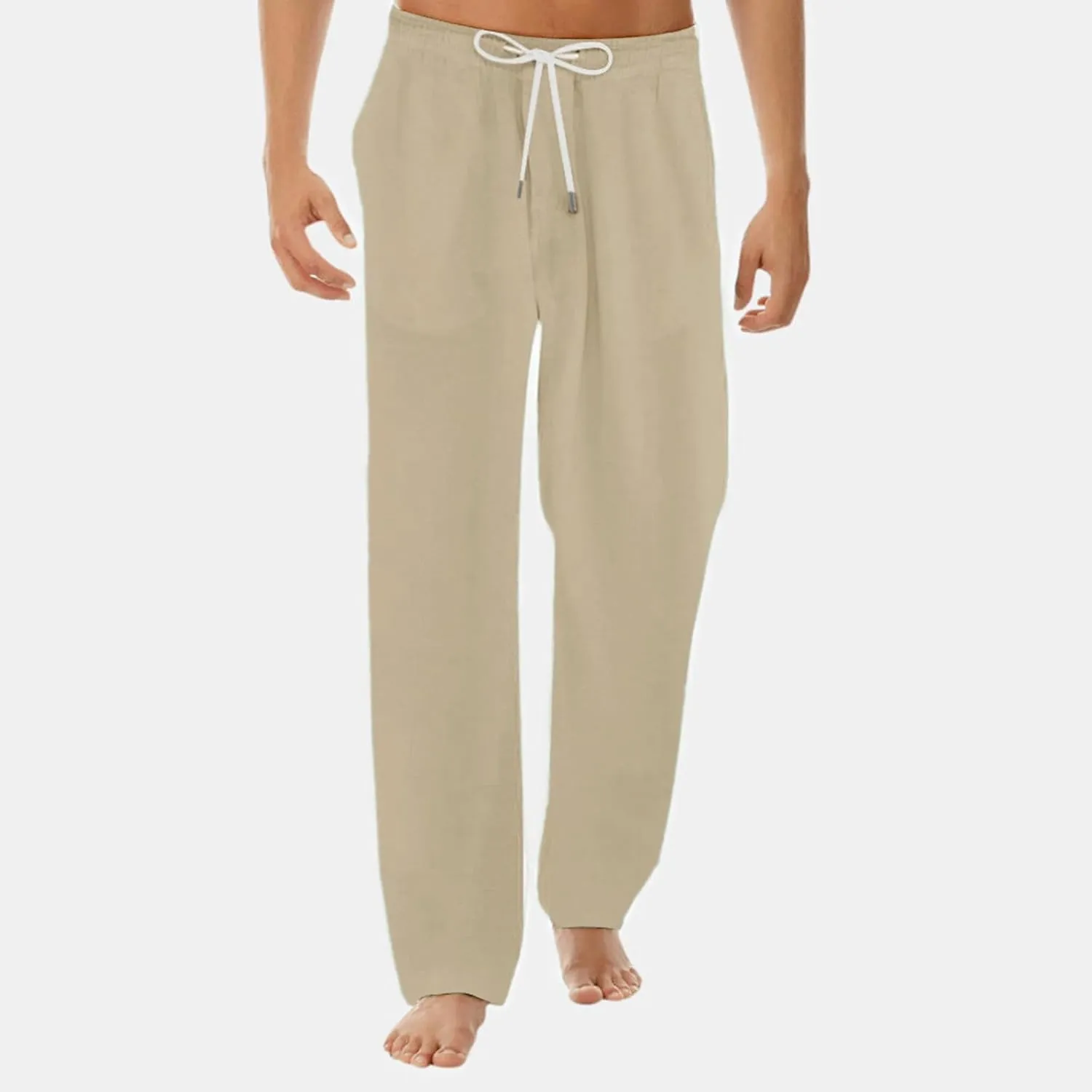 Mens Casual Baggy Cotton Linen Pocket Lounge Harem Pants Beach Long Shorts