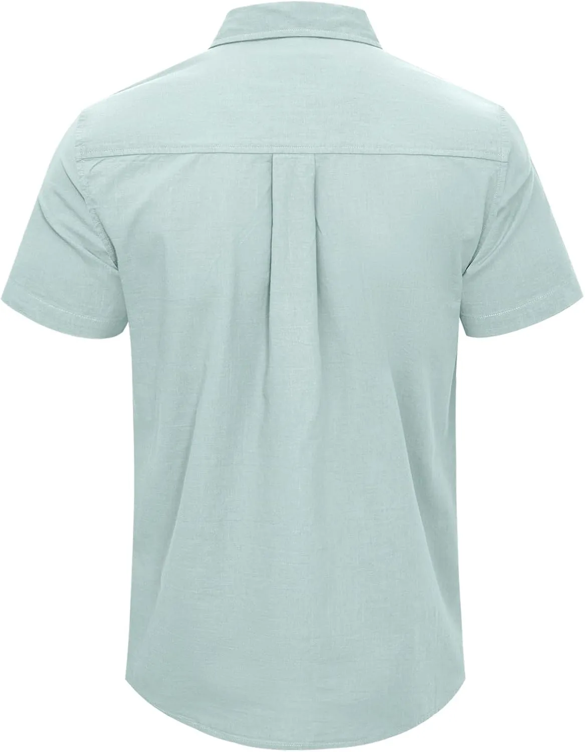 Mens Casual Linen Button Down Short Sleeve Shirts Beach Summer Spread Collar Pocket Tops