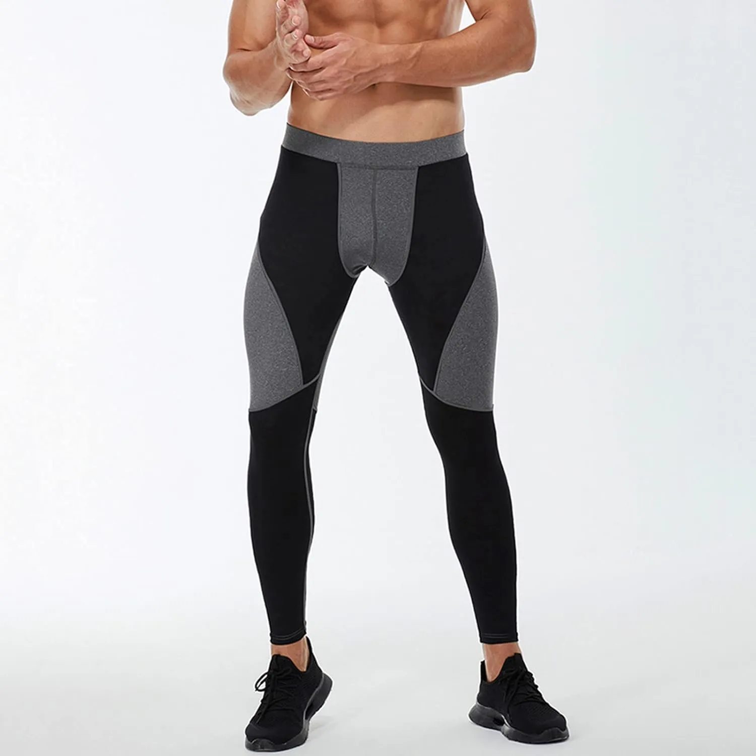 Men's Compression Pants Seamless Athletic Leggings Base Layer Quick Dry Workout Tights for Running Outdoor Sports