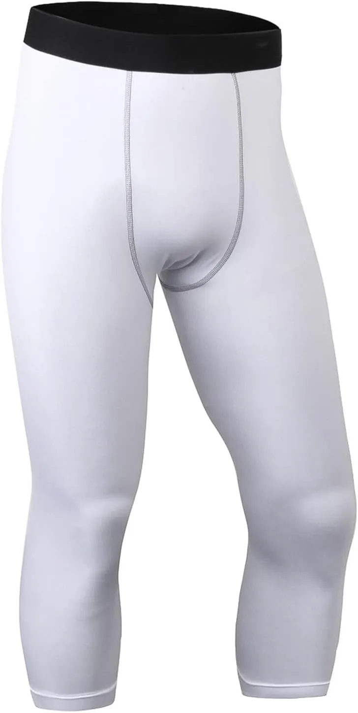 Men's Compression Pants Seamless High Waist Athletic Leggings Base Layer Quick Dry Gym Workout Tights Basketball Pants