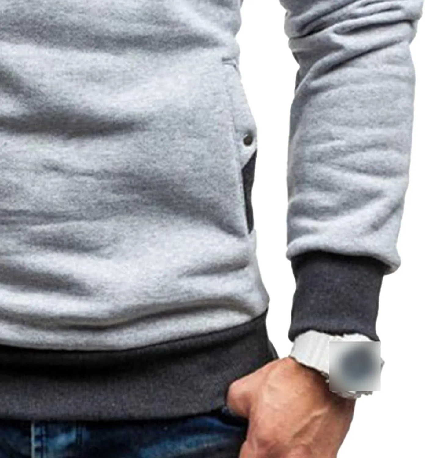 Men's Diagonal Zipper Hoodie Heavyweight Fleece Sweatshirts With Hood Long Sleeve Male Cotton Hoodie