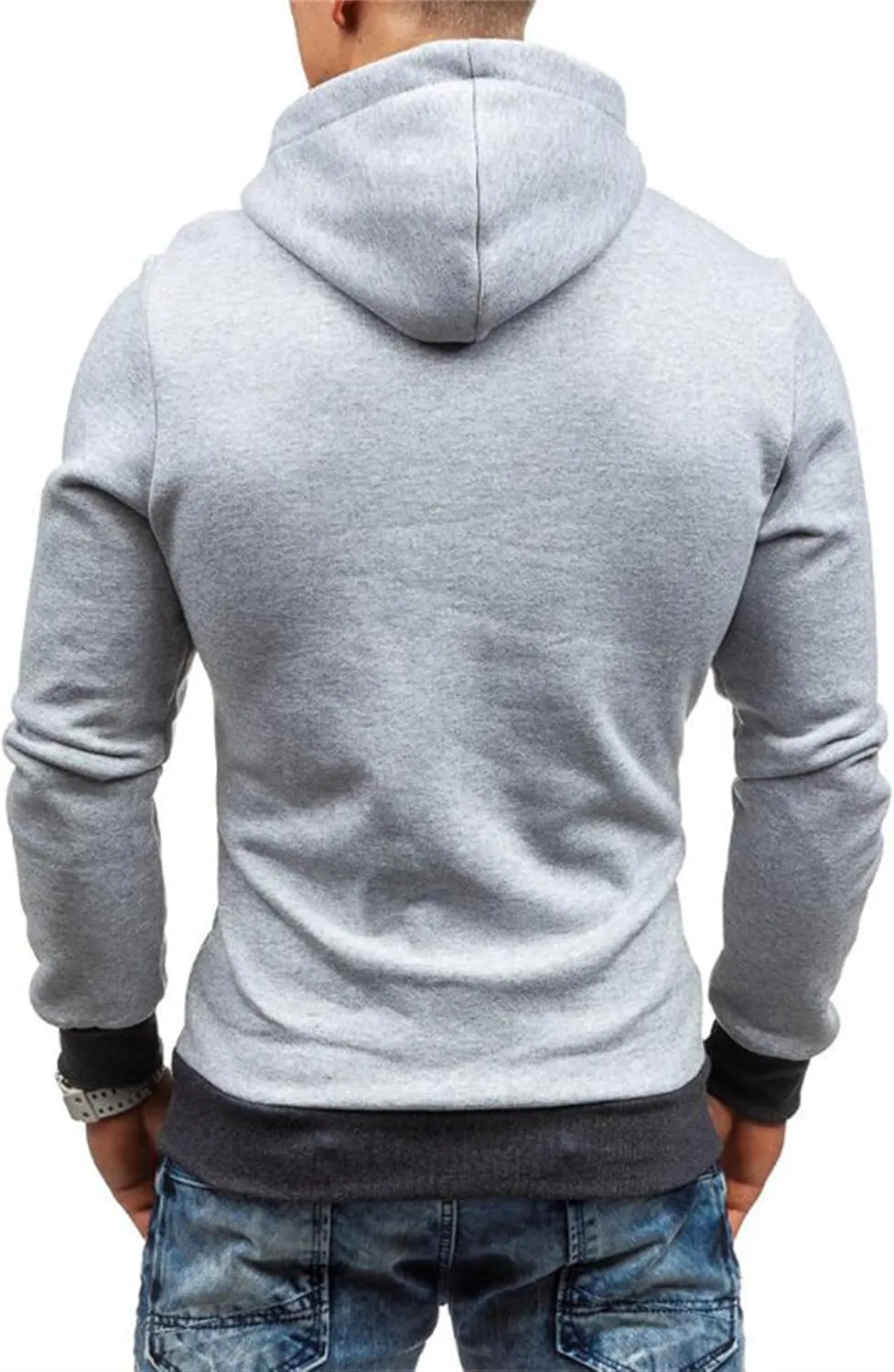 Men's Diagonal Zipper Hoodie Heavyweight Fleece Sweatshirts With Hood Long Sleeve Male Cotton Hoodie
