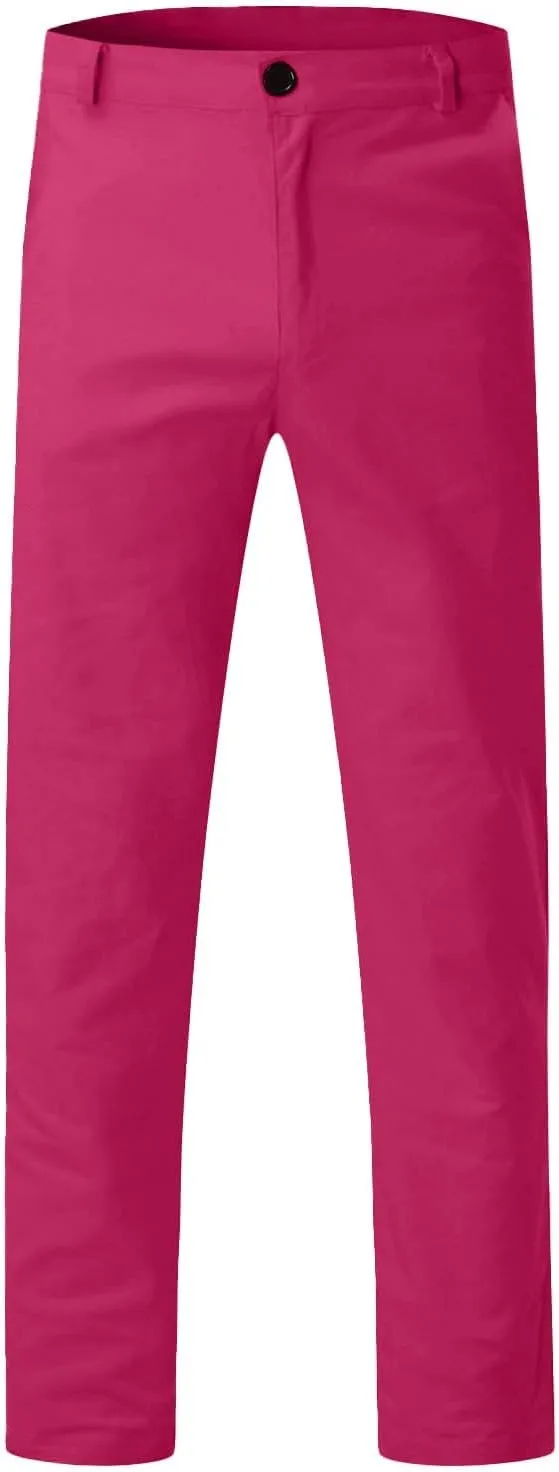Mens Dress Pants Slim Fit Stretch Chino Pants Flat Front Denim Pants Casual Tapered Golf Pants Straight Leg Dress Slacks