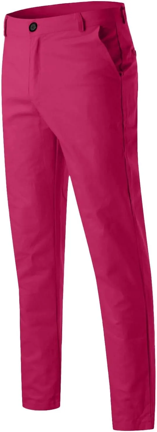 Mens Dress Pants Slim Fit Stretch Chino Pants Flat Front Denim Pants Casual Tapered Golf Pants Straight Leg Dress Slacks