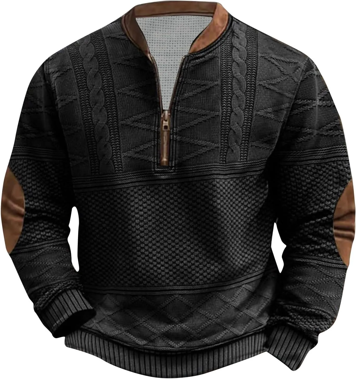 Men's Printed Top Half Zipper Long Sleeved Blouse Round Neck Top/Shirt2024 Mens Solid Big and Tall Solid Clothes