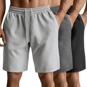 Neer 3 Pack Men's Gym Shorts Athletic Drawstring Cotton Loose Workout Soft Summer Casual Running Shorts with Pockets