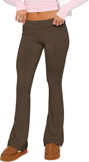 NUFIWI Women Skinny Flare Yoga Pants Low Waist Bootcut Bell Bottom Leggings Lounge Jogger Sweatpants Streetwear