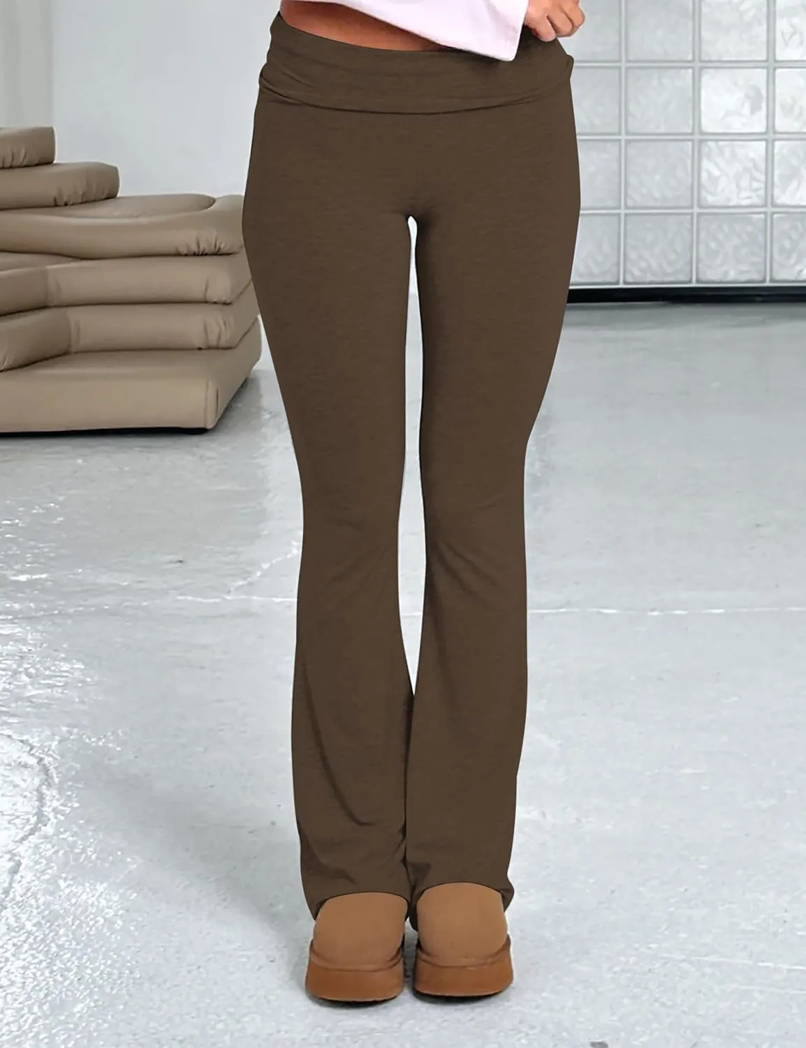 NUFIWI Women Skinny Flare Yoga Pants Low Waist Bootcut Bell Bottom Leggings Lounge Jogger Sweatpants Streetwear