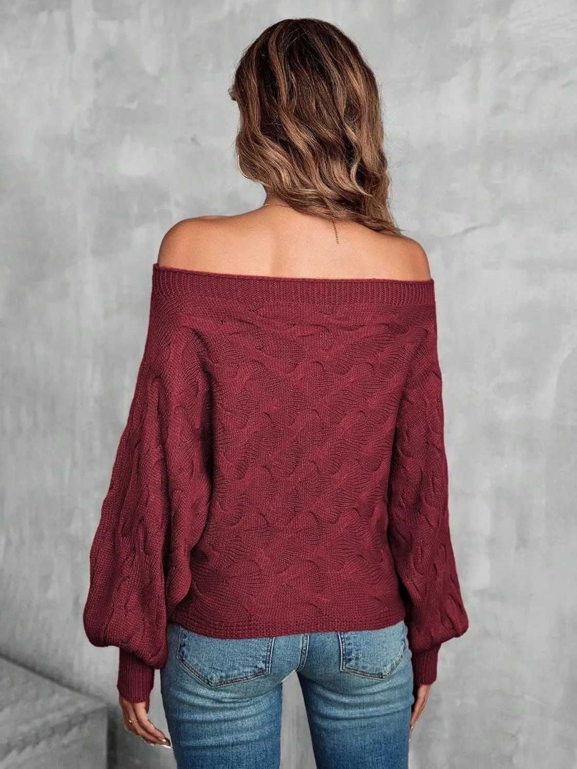 Off The Shoulder Tops for Women，Womens Batwing Sweater,Pullover,Knit Sweater for Women,Going Out Tops,Fall Sweater for Women